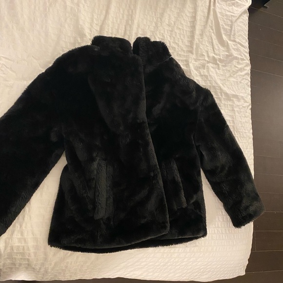 Zara Faux Fur Coat Size S Black - Picture 1 of 1